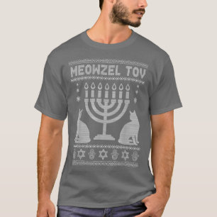 Meowzel Tov Cat Lovers Joodse Holiday Ugly Hanukka T-shirt