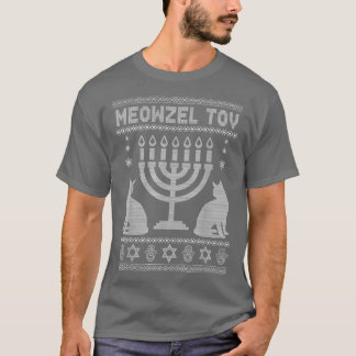 Meowzel Tov Cat Lovers Joodse Holiday Ugly Hanukka T-shirt