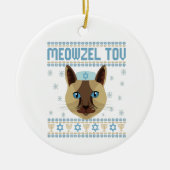 Meowzel Tov Cat Mazel Ugly Hanukkah Sweater Gift Keramisch Ornament (Voorkant)