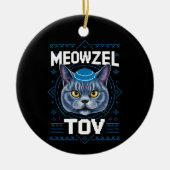 Meowzel Tov Chanoeka Joodse kattenvakantie Keramisch Ornament (Voorkant)