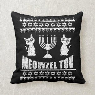 Meowzel Tov Chanokah joodse kat eigenaar Hanukkah Kussen