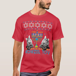 Meowzel Tov Chanokah joodse kat eigenaar Ugly Hanu T-shirt