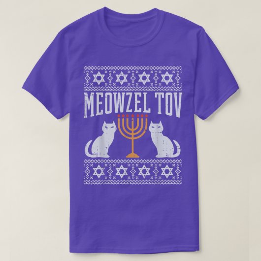 Meowzel Tov Chanokah joodse kat eigenaar Ugly Hanu T-shirt (Design voorkant)