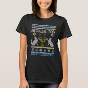 Meowzel Tov Chanokah joodse kat eigenaar Ugly Hanu T-shirt