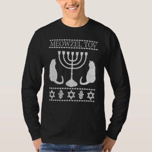 Meowzel Tov Chanokah joodse kat eigenaar Ugly Hanu T-shirt