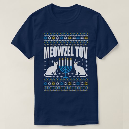 Meowzel Tov Chanukah Funny Jewish Cat Owner Ugly H T-shirt (Design voorkant)