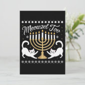Meowzel Tov Funny Chanukah Hanukkah Ugly Sweater Aankondiging (Staand voorkant)