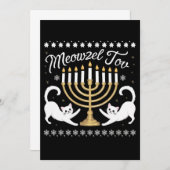 Meowzel Tov Funny Chanukah Hanukkah Ugly Sweater Aankondiging (Voorkant / Achterkant)