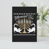 Meowzel Tov Funny Chanukah Hanukkah Ugly Sweater Bedankkaart (Staand voorkant)