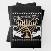 Meowzel Tov Funny Chanukah Hanukkah Ugly Sweater Inpakpapier Vel (In situ)