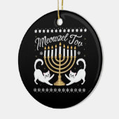 Meowzel Tov Funny Chanukah Hanukkah Ugly Sweater Keramisch Ornament (Links)