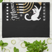 Meowzel Tov Funny Chanukah Hanukkah Ugly Sweater Theedoek (Gevouwen)