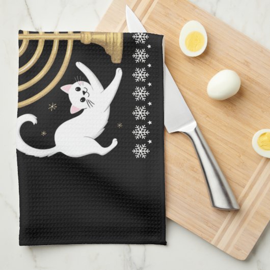 Meowzel Tov Funny Chanukah Hanukkah Ugly Sweater Theedoek (Quarter Fold)