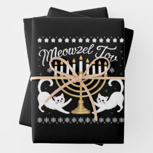 Meowzel Tov Grappig Chanukah Hanukkah Lelijk T-shi Inpakpapier Vel