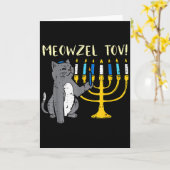 Meowzel Tov Jewish Cat Funny Hanukkah Chanukah Pjs Kaart (Gele Bloem)