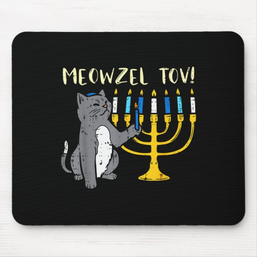 Meowzel Tov Jewish Cat Funny Hanukkah Chanukah Pjs Muismat (Voorkant)