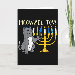 Meowzel Tov Joodse Kat Grappige Hanukkah Chanukah  Kaart
