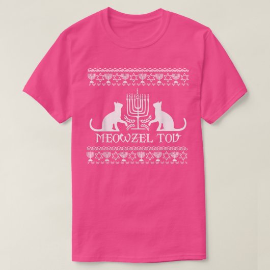 Meowzel Tov kattejoods Hanukkah grappig lelijke tr T-shirt (Design voorkant)