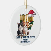 Meowzel Tov Schattige Happy Chanoeka Keramisch Ornament (Rechts)