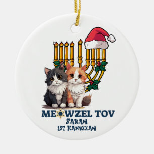 Meowzel Tov Schattige Happy Chanoeka Keramisch Ornament
