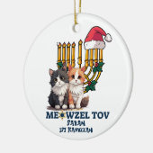 Meowzel Tov Schattige Happy Chanoeka Keramisch Ornament (Links)