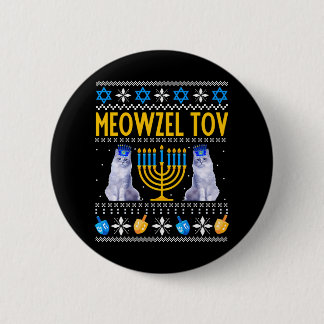 Meowzel Tov Schattige Mazel Tov Cat Menorah Chanoe Ronde Button 5,7 Cm