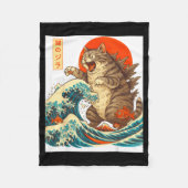 Meowzilla Catzilla Cat Japanese Art Funny For Men  Fleece Deken (Voorkant)
