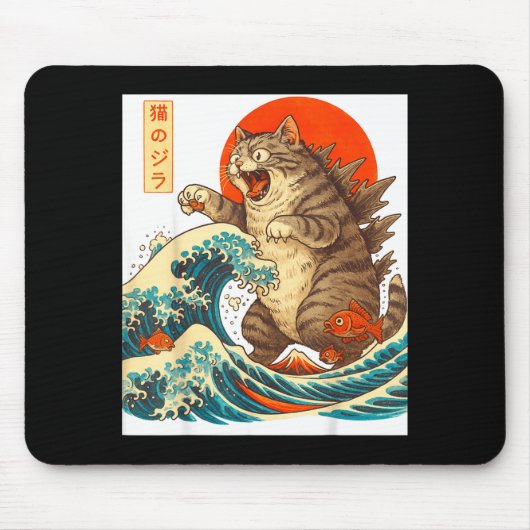 Meowzilla Catzilla Cat Japanese Art Funny For Men  Muismat (Voorkant)