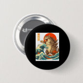 Meowzilla Catzilla Cat Japanese Art Funny For Men  Ronde Button 5,7 Cm (Voorkant /achterkant)