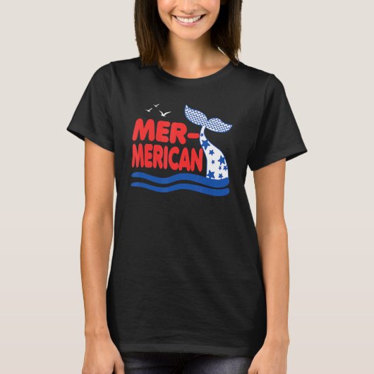 Mer Amerikaanse zeemeermin 4 juli T-shirt (Voorkant)