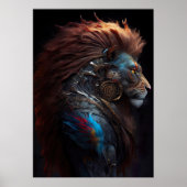 Mer-Lion - Blue Fins Feathers Weirdcore SteamPunk Poster (Voorkant)