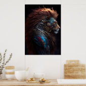 Mer-Lion - Blue Fins Feathers Weirdcore SteamPunk Poster (Keuken)