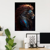 Mer-Lion - Blue Fins Feathers Weirdcore SteamPunk Poster (Thuiskantoor)
