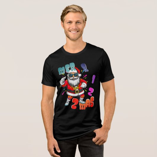 Mer rizz mas - Christmas Rizz funny Santa Tri-Blend Shirt (Voorkant volledig)