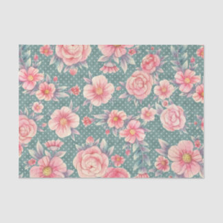 Meraki Roze Bloemenserie Ontwerp 15 Tissuepapier