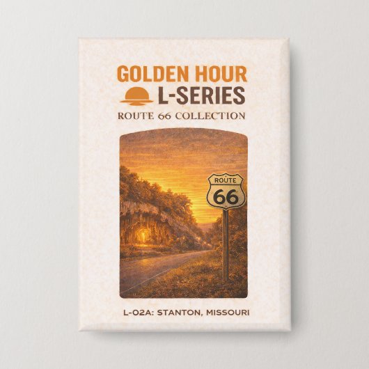 Meramec Caverns Route 66 Gouden Uur Missouri Button (Voorkant)