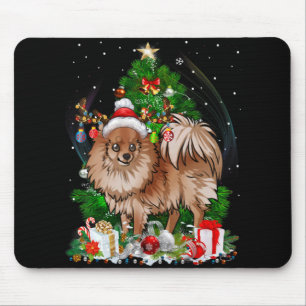 Meraniaanse Kerstboom Licht Pyjama Hond Kerstmis Muismat
