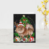 Meranian Christmas Tree Light Pajama Dog Xmas T Sh Kaart (Gele Bloem)