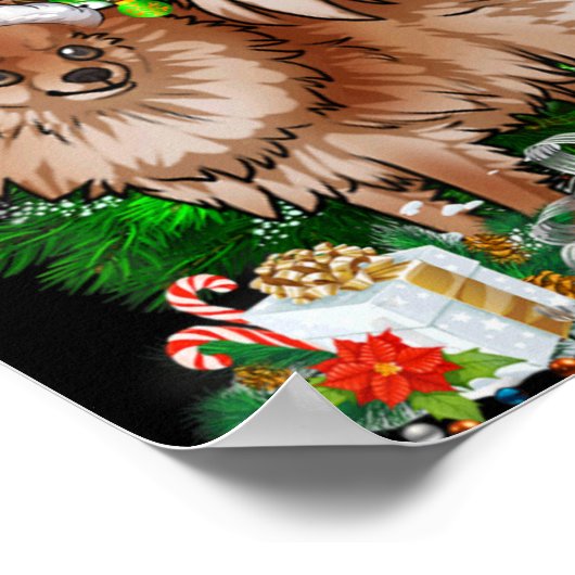 Meranian Christmas Tree Light Pajama Dog Xmas T Sh Poster (Hoek)