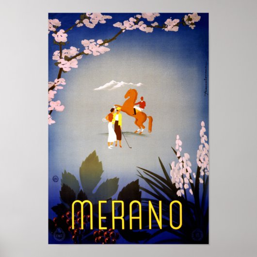 Merano Italy Vintage Travel Poster teruggezet (Voorkant)