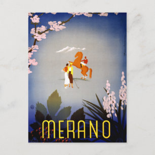 Merano Italy Vintage Travel Poster teruggezet Briefkaart