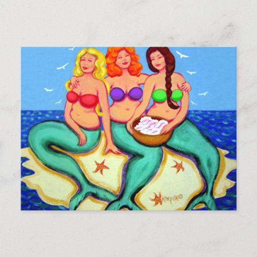 Merbabes - Mermaids hebben gewoon plezier Briefkaart (Voorkant)