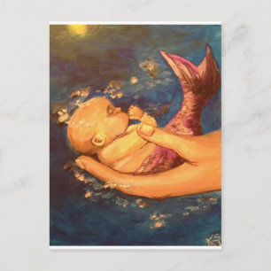 Merbaby bij nacht briefkaart