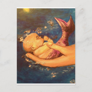 Merbaby bij nacht briefkaart