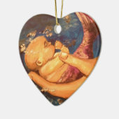 Merbaby bij nacht keramisch ornament (Links)