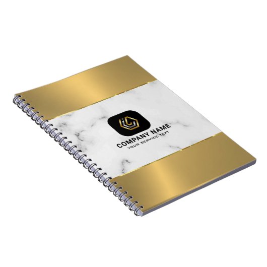 Merble en metallic gouden textuur aangepaste logo notitieboek (Rechterzijde)