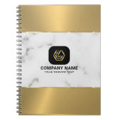 Merble en metallic gouden textuur aangepaste logo notitieboek (Voorkant)