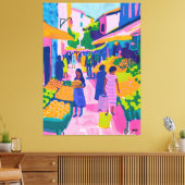 Mercado Callejero: Arte Favista Vibrante Canvas Afdruk (Insitu (Woonkamer))