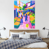 Mercado Callejero: Arte Favista Vibrante Canvas Afdruk (Insitu (Slaapkamer))