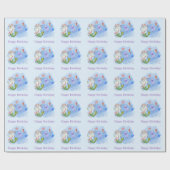 Mercat licht Blauw kat zeemeermin Verjaardag Cadeaupapier (Vlak)